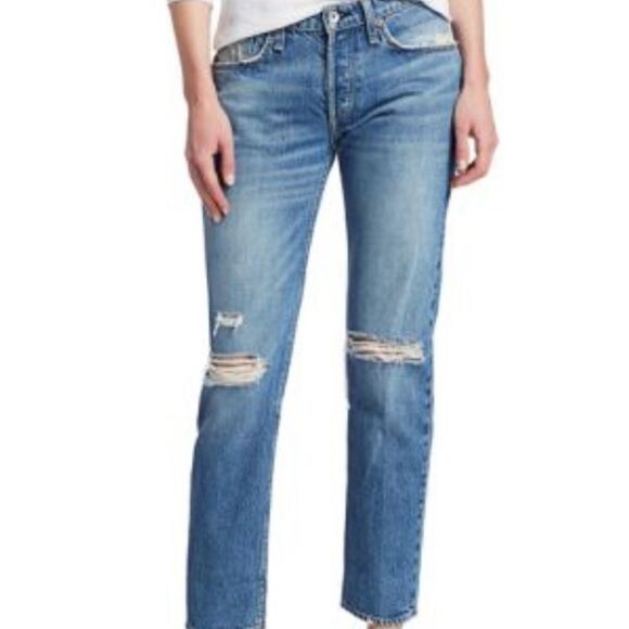 Rag & Bone Rosa Mid-Rise Distressed Boyfriend Jeans Size 28 - Picture 2 of 10